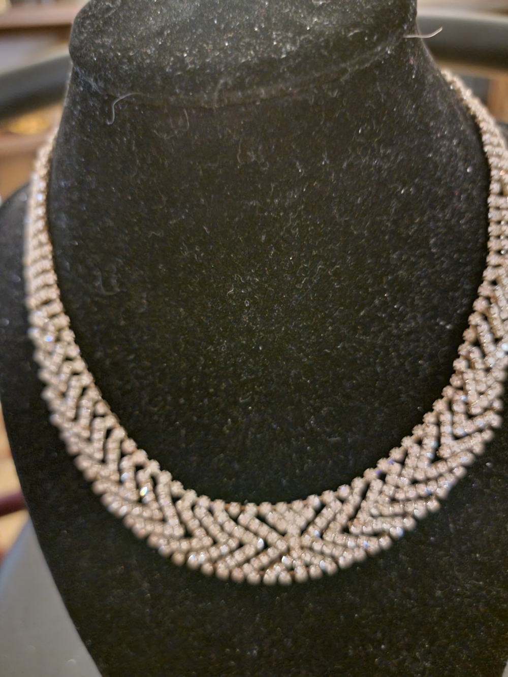 Silver-Tone Braided Crystal Statement Necklace
